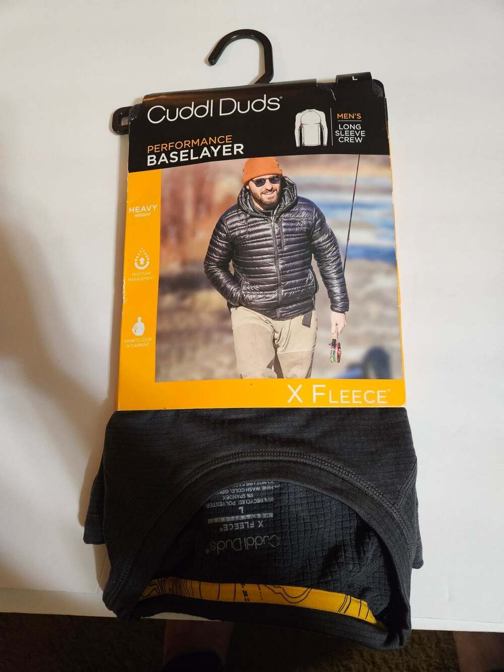 Cuddl Duds Performance Baselayer Long Sleeve Crew Size L X Fleece Dark Gray